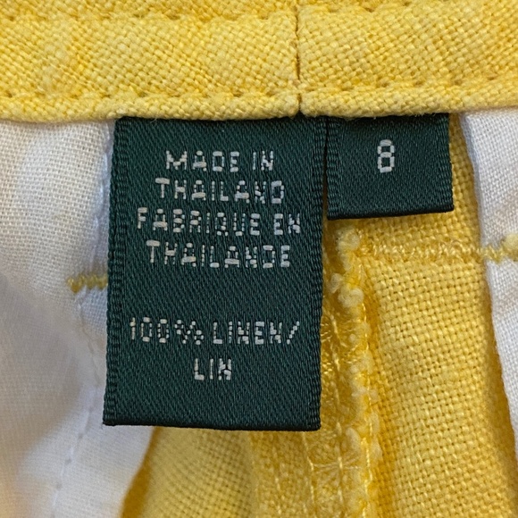 Lauren Ralph Lauren 100% Soft Linen High Rise Cargo Pants Yellow Size 8 - Picture 10 of 14
